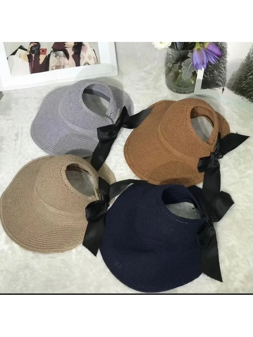 NEW-SOFT Straw Wide Brim Foldable Sun Visor Hat